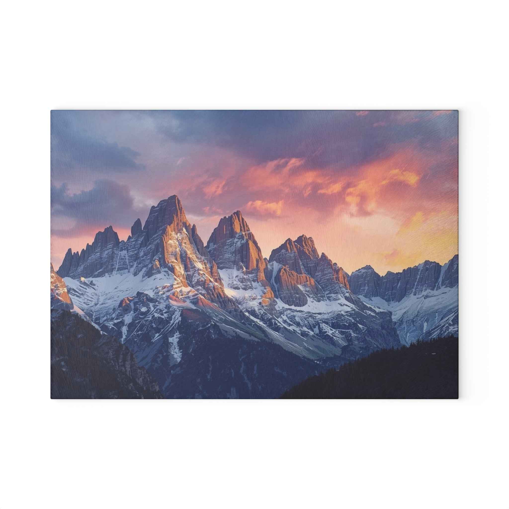 Scenic Dolomite Mountains Glass Cutting Board – Modern Kitchen Décor
